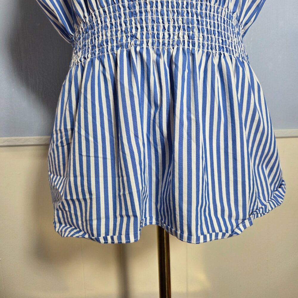 Liz Claiborne 3x Blue White Striped Summer Sleeveless Lightweight Tank Blouse - Picture 3 of 9